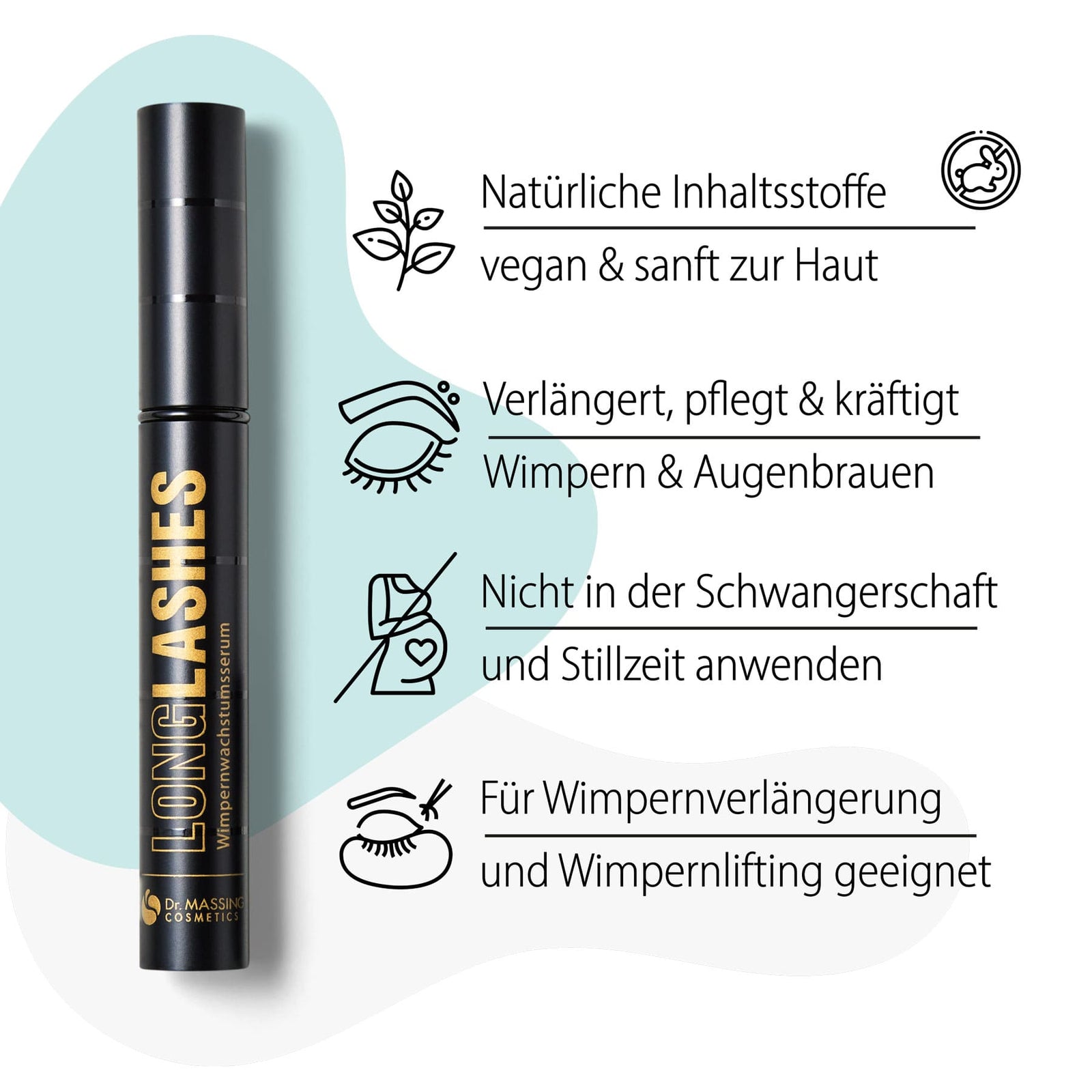 Dr. Massing 2er Set Wimpernserum LongLashes und Makeup Eier Makeup Schwamm Beauty Blender Details Vorteile LongLashes Wimpernserum Übersicht 02