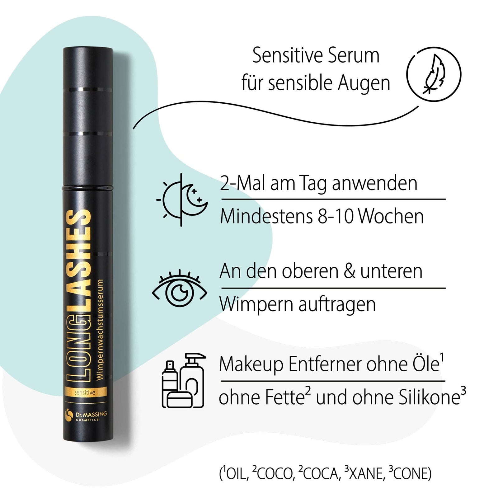 Dr. Massing Sensitiv Serum pflanzliches Wimpernserum natürlich lange Wimpern für empfindliche Augen Details Vorteile Übersicht 01