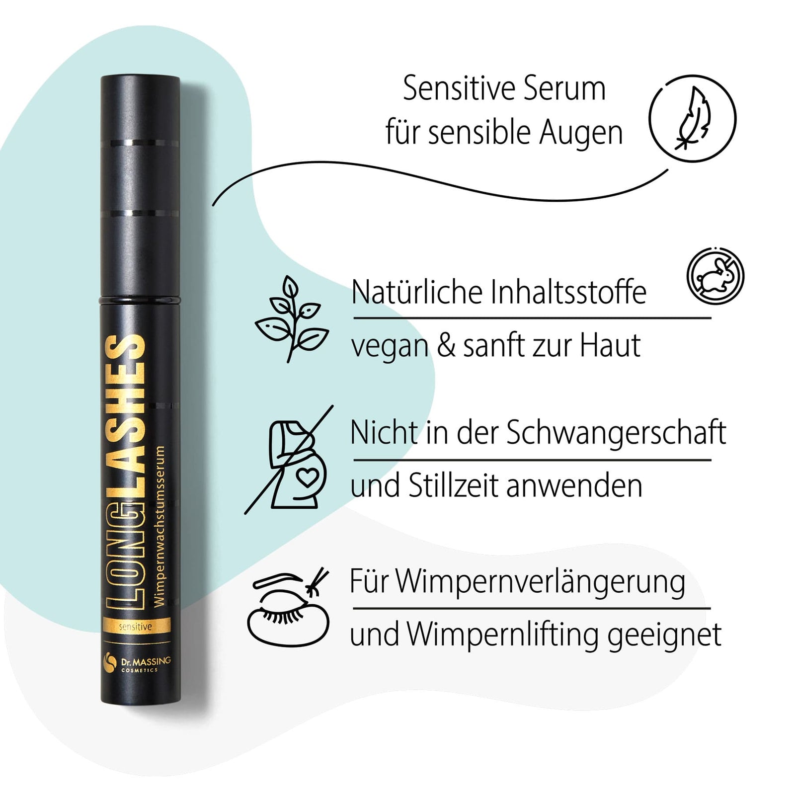 Dr. Massing Sensitiv Serum pflanzliches Wimpernserum natürlich lange Wimpern für empfindliche Augen Details Vorteile Übersicht 02